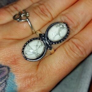 Double Howlite Stone Ring Size 9